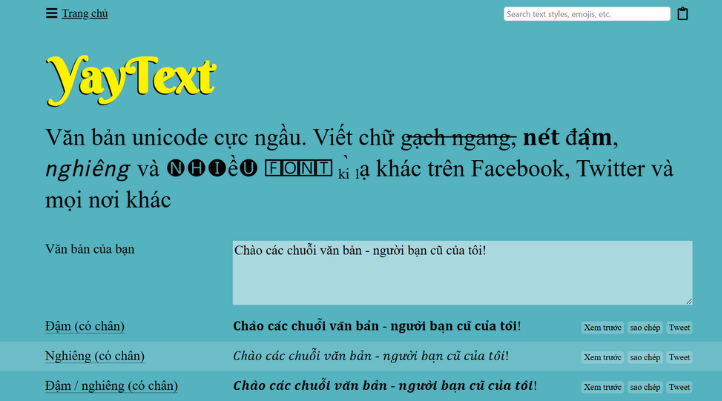 YayText công cụ đổi font chữ Facebook dễ sử dụng